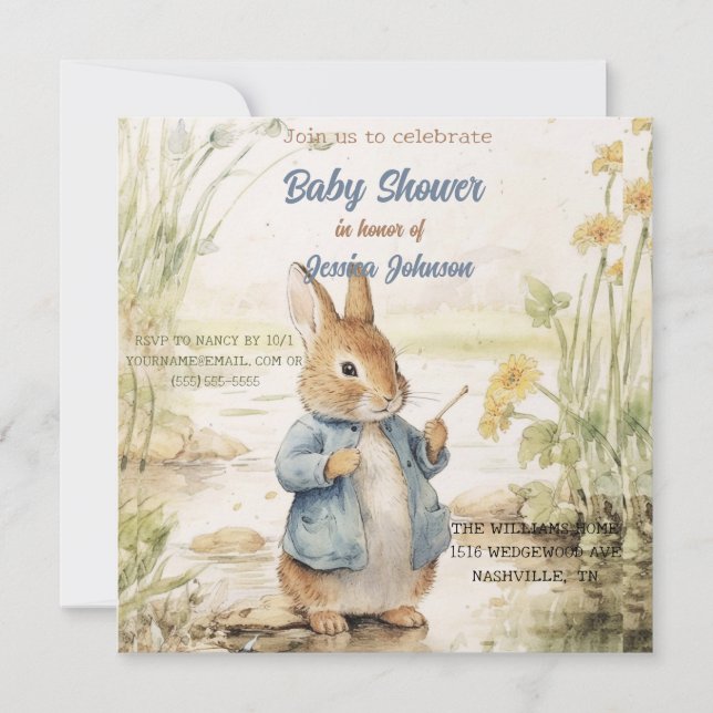 Peter Rabbit Baby Shower Invitation (Front)