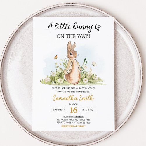 Peter Rabbit Baby Shower  Invitation