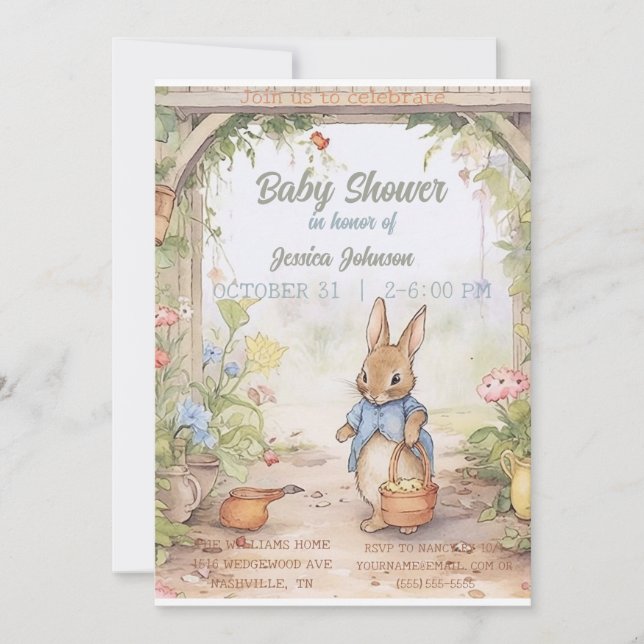 Peter Rabbit Baby Shower Invitation (Front)