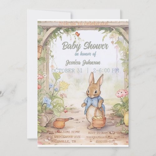 Peter Rabbit Baby Shower Invitation