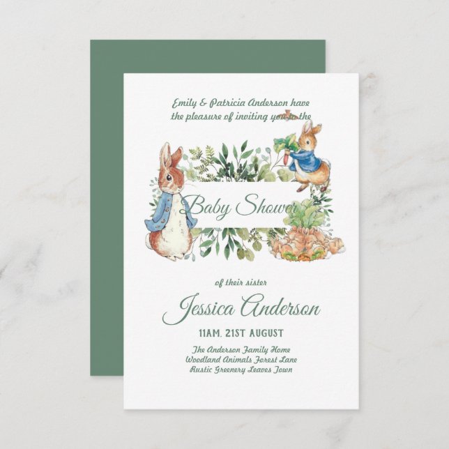 Peter Rabbit BABY SHOWER Invitations Boy or Girl (Front/Back)