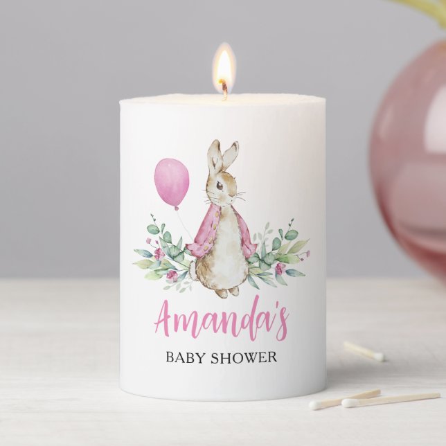 Peter Rabbit Baby Shower Pillar Candle (In Situ)