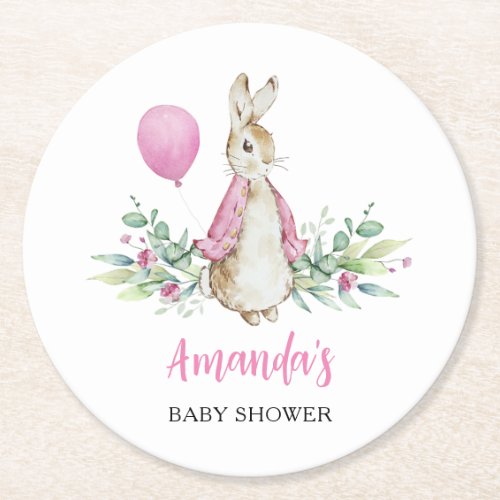 Peter Rabbit Baby Shower Round Paper Coaster