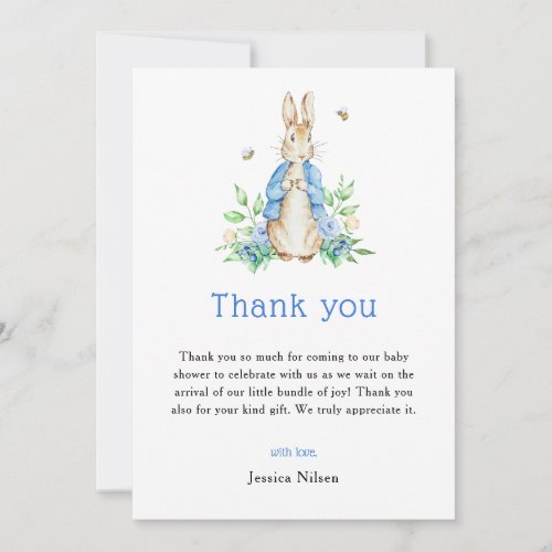 Peter Rabbit Baby Shower Thank You Card