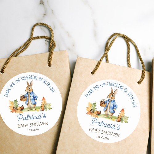 Peter rabbit baby shower thank you favor classic round sticker