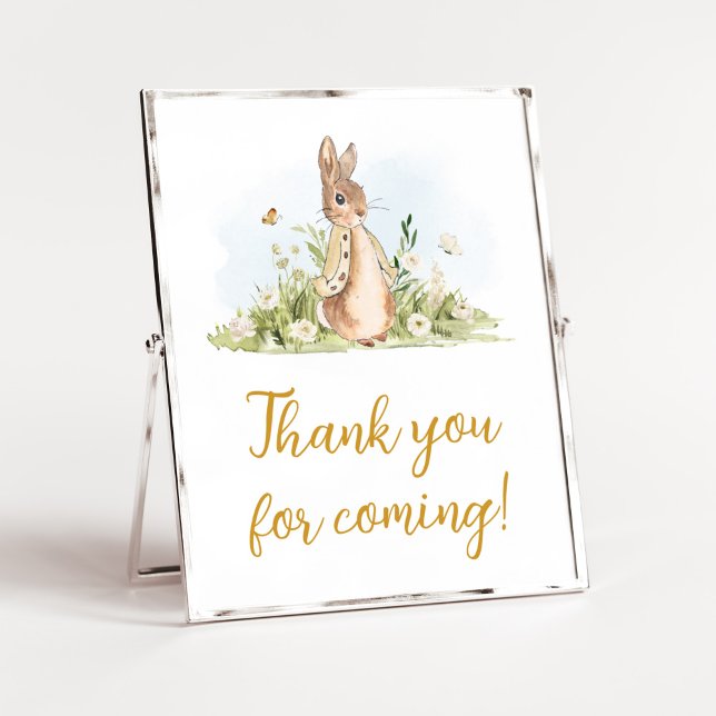 Peter Rabbit Baby Shower Thank You for Coming Poster (Rabbit Gender Neutral Baby Shower Thank You for Coming Sign)