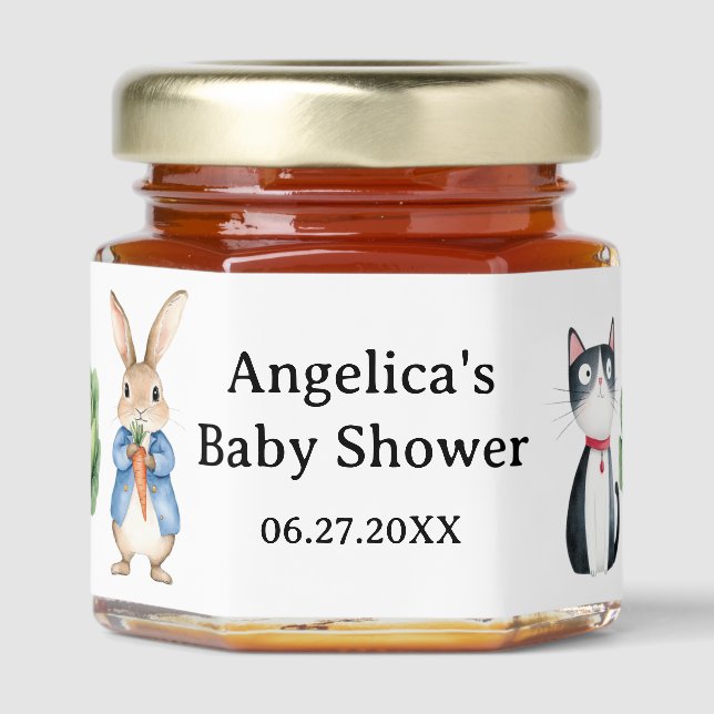 Peter Rabbit Baby Shower Thank You  Honey Jar Favors (Front)