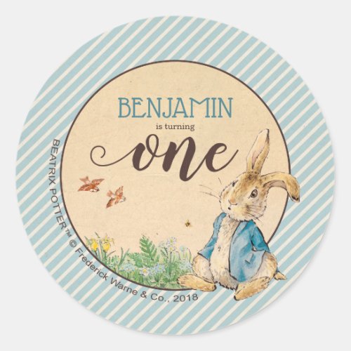 Peter Rabbit  Babys First Birthday Classic Round Sticker