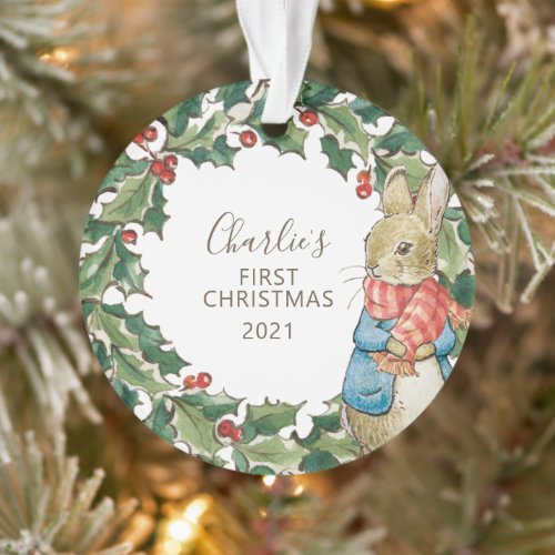 Peter Rabbit  Babys First Christmas with Photo   Ornament