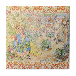 Peter Rabbit Beatrix Potter in Garden Ceramic Tile