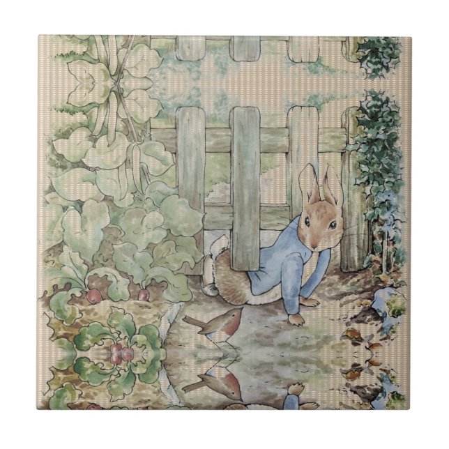 Peter Rabbit Beatrix Potter Sneaking Ceramic Tile (Front)