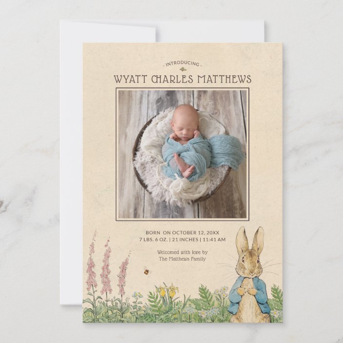 peter rabbit birth announcements