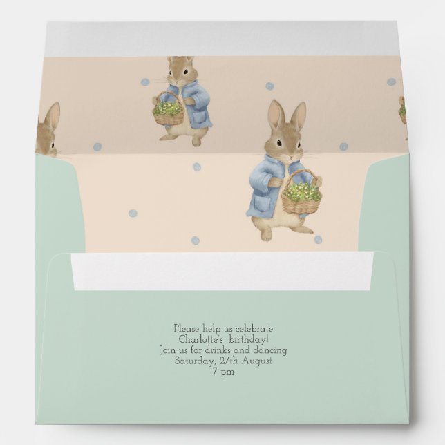 Peter Rabbit  Birth Announcement Envelope (Back (Bottom))