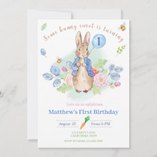 Peter Rabbit Birthday Invitation Bunny 1st Invite