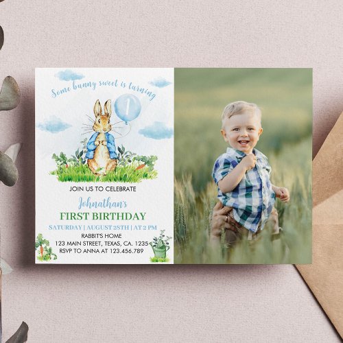 Peter Rabbit Birthday Photo Invitation
