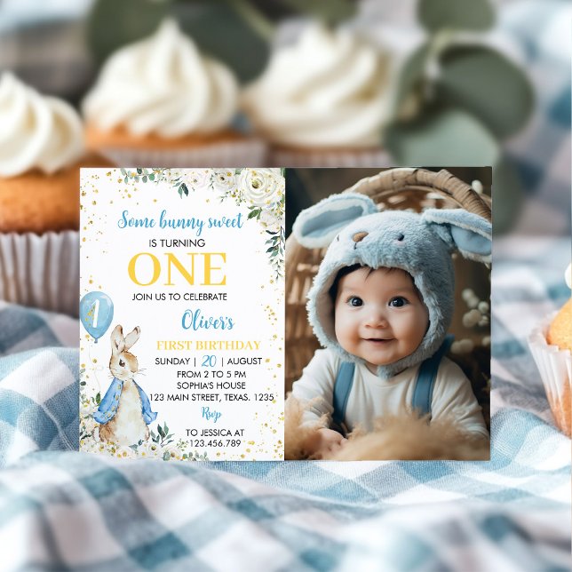 Peter Rabbit Birthday Photo Invitation (Creator Uploaded)