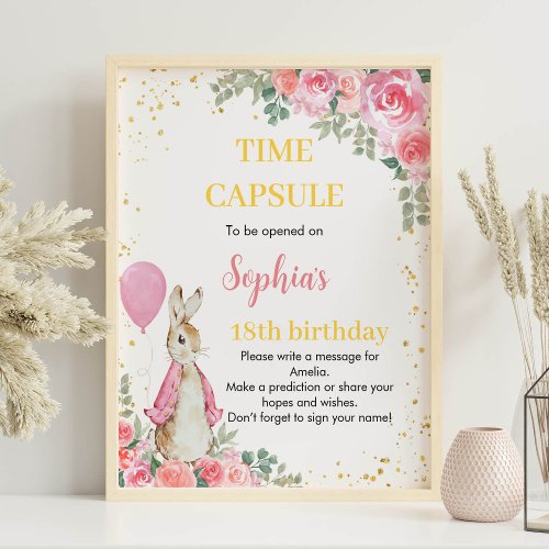 Peter Rabbit Birthday Time Capsule Sign Wildflower