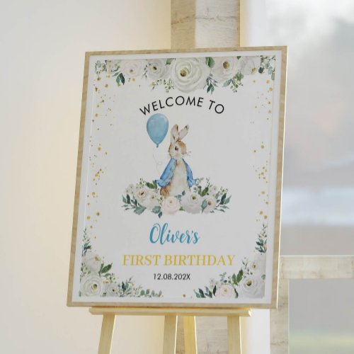 Peter Rabbit Birthday Welcome Sign Wildflower