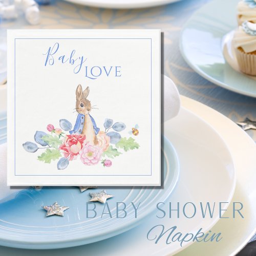 Peter Rabbit Blue Baby Love Baby Shower Napkins