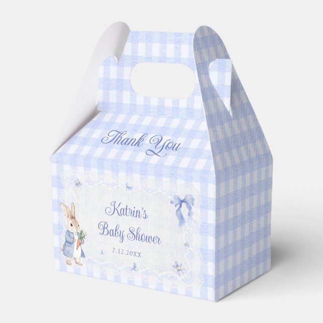 Peter Rabbit Blue Baby Shower Favor Boxes (Back Side)