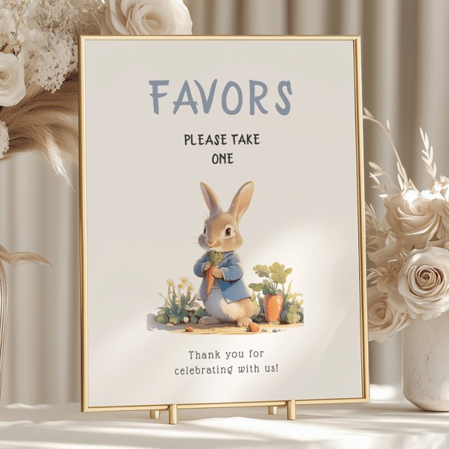 Peter Rabbit Blue Baby Shower Favors Sign (Creator Uploaded)