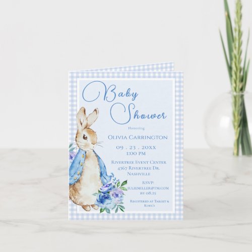 Peter Rabbit Blue Baby Shower Invitation