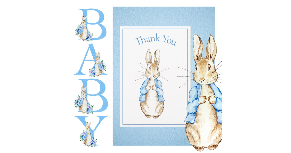Peter Rabbit Blue Baby Shower Thank You | Zazzle