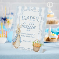 Peter rabbit blue boy baby shower table sign