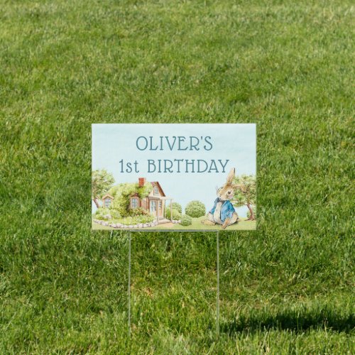 Peter Rabbit Blue Boy First Birthday Sign