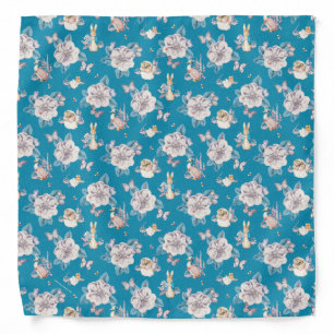 Peter Rabbit Blue Floral Garden Pattern Bandana