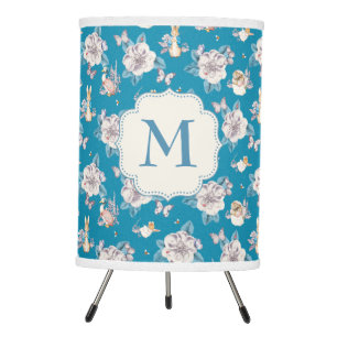 Peter Rabbit Blue Floral Garden Pattern Tripod Lamp