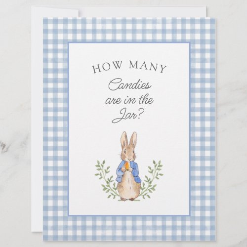 Peter Rabbit Blue Gingham Baby Shower Game Sign