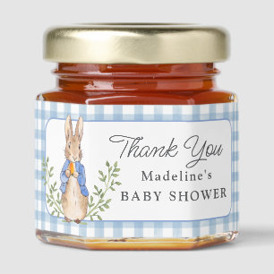 Peter Rabbit Blue Gingham Baby Shower Honey Jar Favors