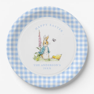 Peter Rabbit Blue Gingham border Easter brunch Paper Plates