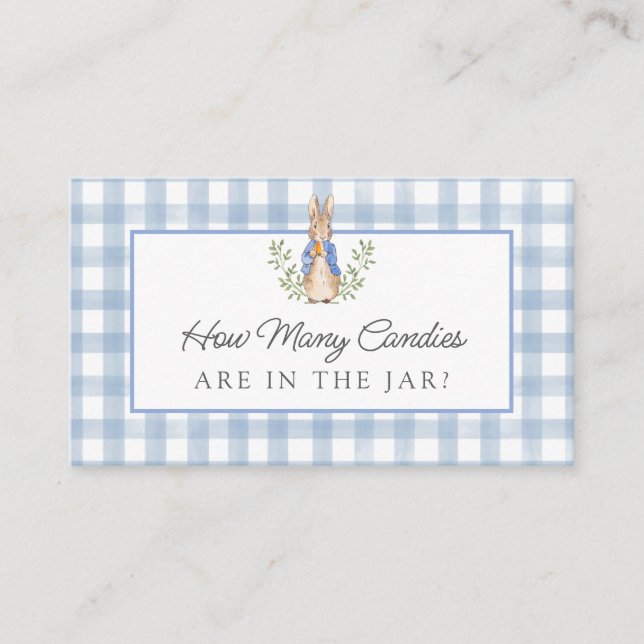 Peter Rabbit Blue Gingham Guessing Game Card (Front)