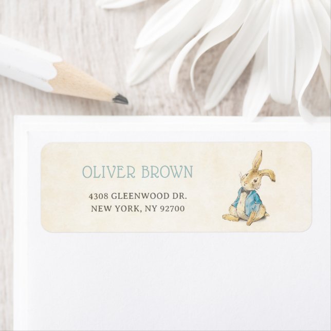 Peter Rabbit Boy 1st Birthday Party Label (Insitu)