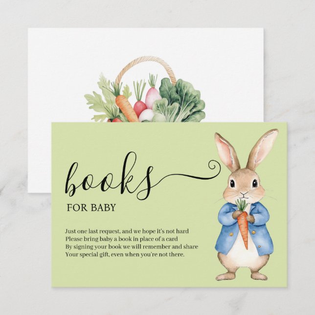 Peter Rabbit Boy Baby Shower Books For Baby Enclosure Card (Front/Back)