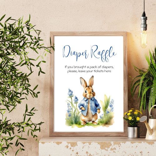 Peter rabbit boy baby shower diaper raffle sign