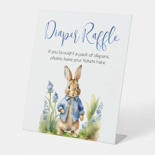 Peter rabbit boy baby shower diaper raffle sign