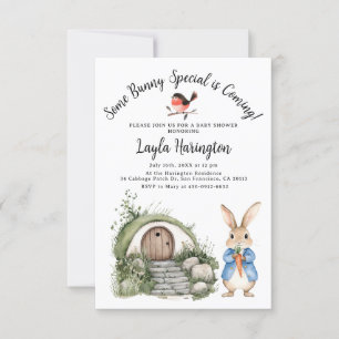 Peter Rabbit Boy Baby Shower Forest Burrow Garden Invitation