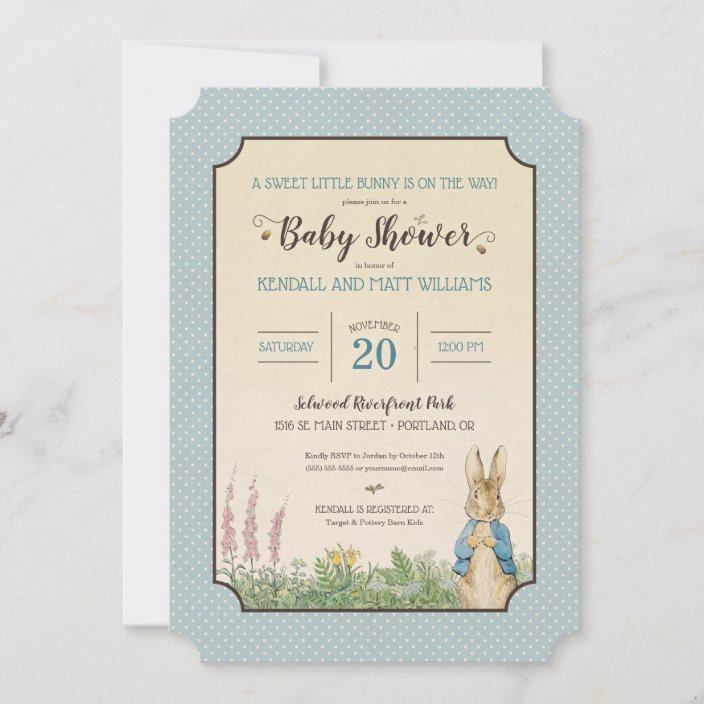 Peter Rabbit Boy Baby Shower Invitation Zazzle Com