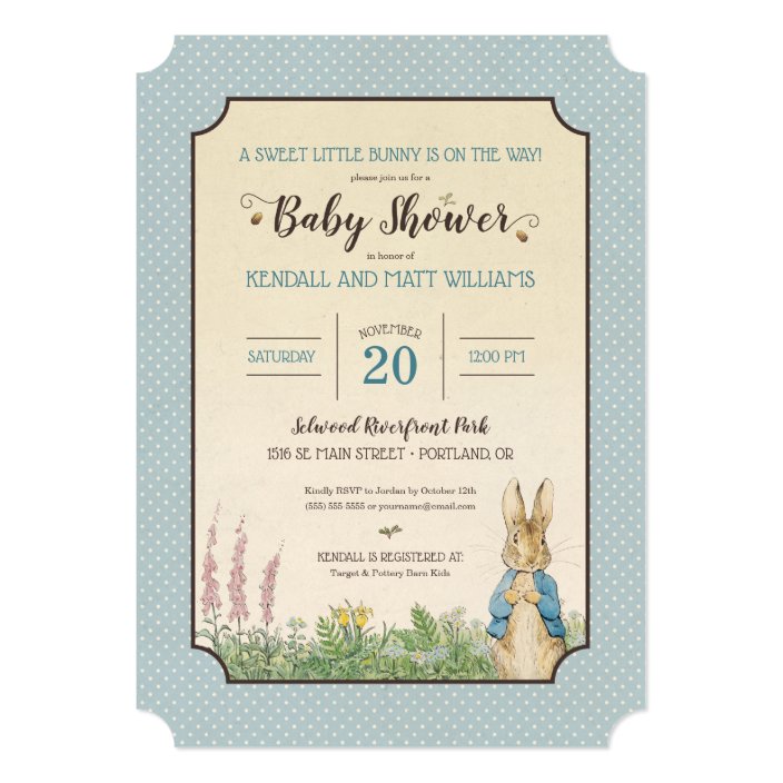 peter rabbit shower invitations