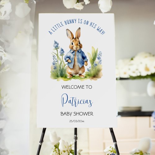 Peter rabbit boy baby shower welcome sign
