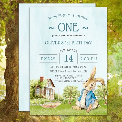 Peter Rabbit Boy First Birthday  Invitation