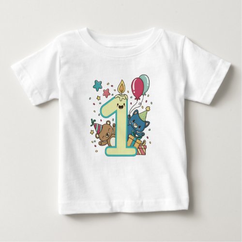Peter Rabbit  Boy First Birthday with Name Baby  Baby T_Shirt