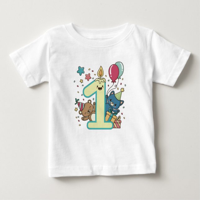 Peter Rabbit | Boy First Birthday with Name Baby  Baby T-Shirt (Front)