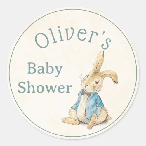 Peter Rabbit Boy Vintage Baby Shower Thank You Classic Round Sticker