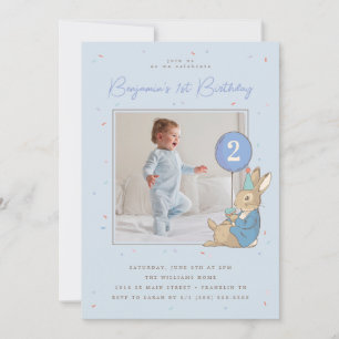 Peter Rabbit Boy's Birthday BlueConfetti - Photo Invitation