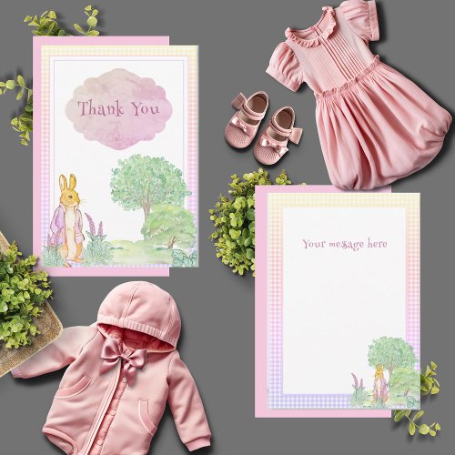 Peter Rabbit Bunny Pink Baby Shower Thank You Card