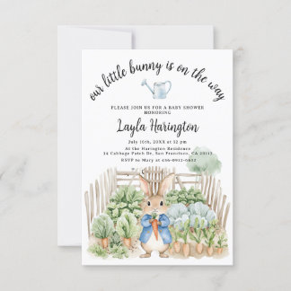 Peter Rabbit Cabbage Patch Vegetables Baby Shower Invitation